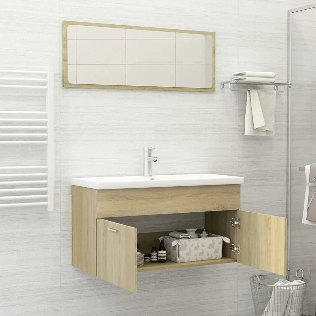 Bathroom Furniture Set Sonoma Oak Engineered Wood 3070886