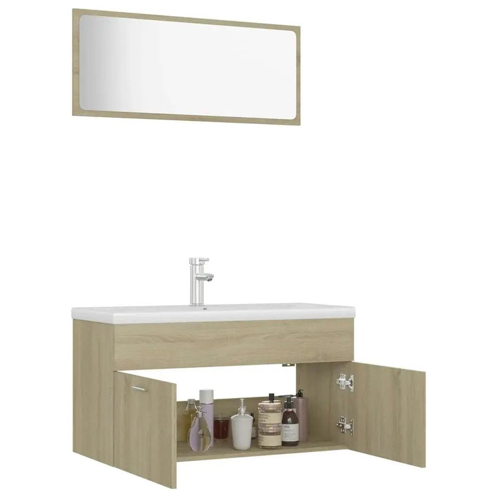 Bathroom Furniture Set Sonoma Oak Engineered Wood 3070886