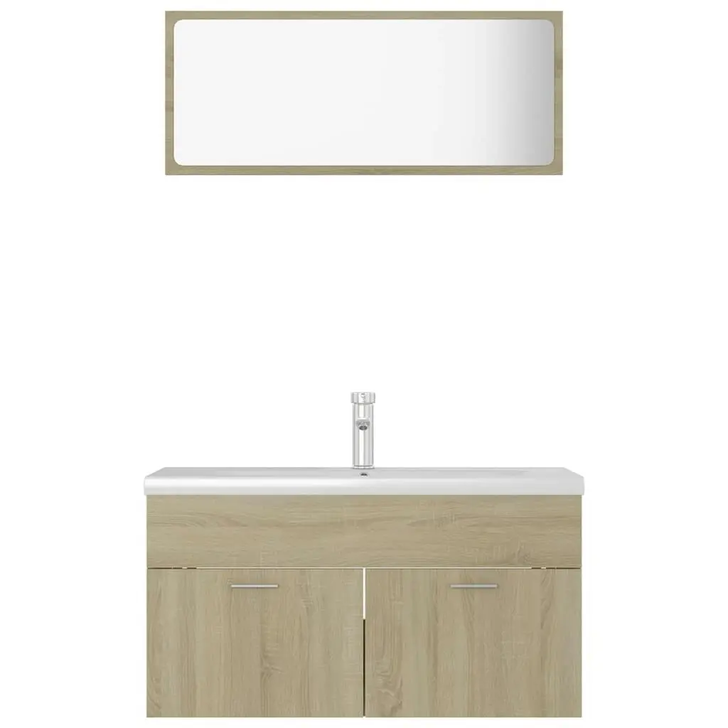 Bathroom Furniture Set Sonoma Oak Engineered Wood 3070886