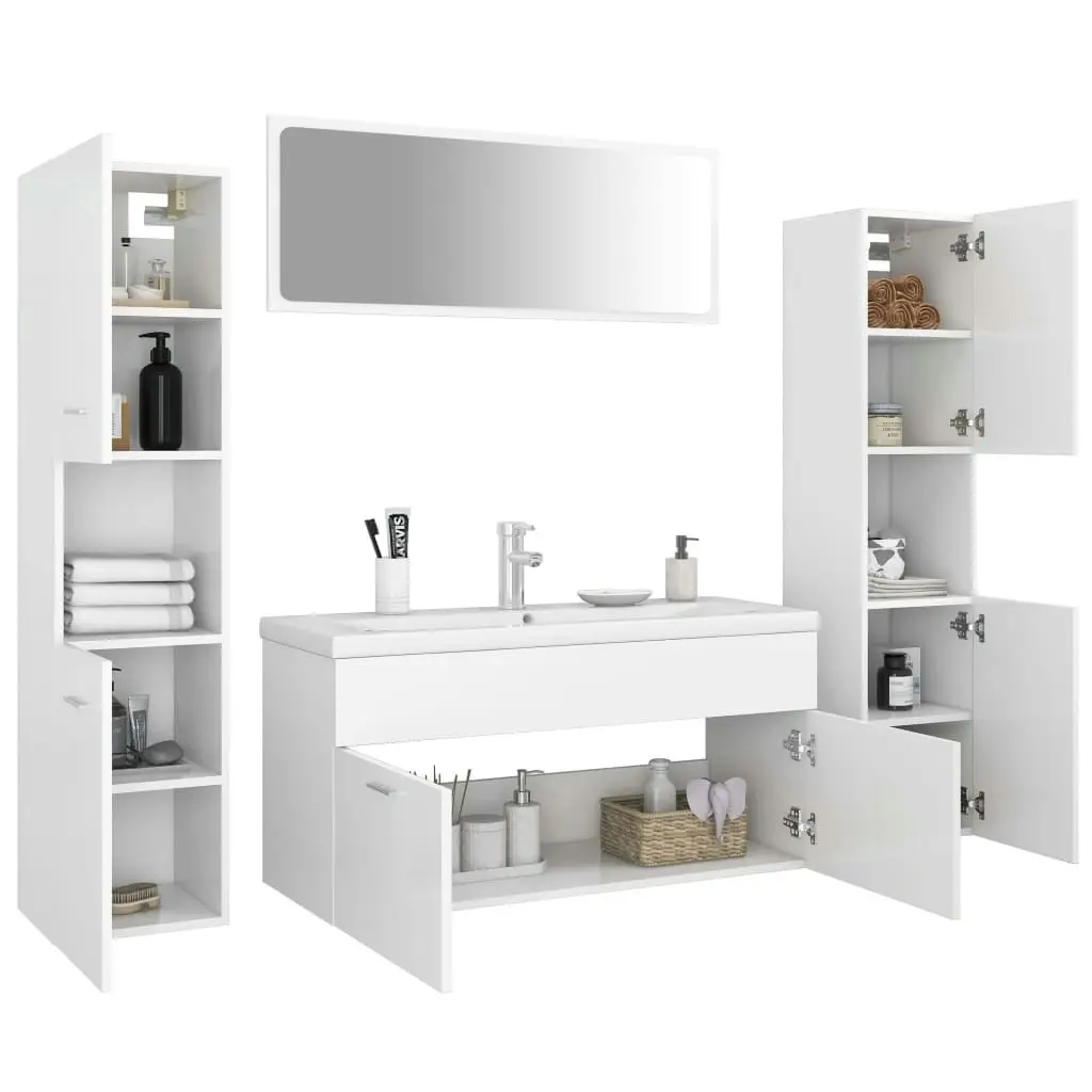 Bathroom Furniture Set White Engineered Wood 3071252