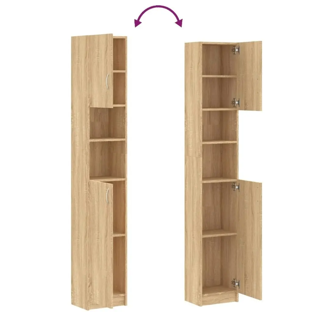 Bathroom Cabinet Sonoma Oak 32x25.5x190 cm Engineered Wood 802879