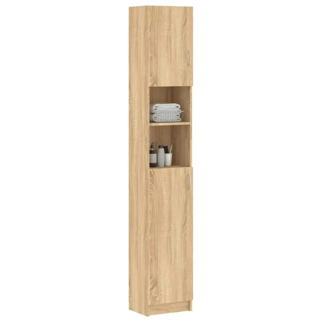 Bathroom Cabinet Sonoma Oak 32x25.5x190 cm Engineered Wood 802879