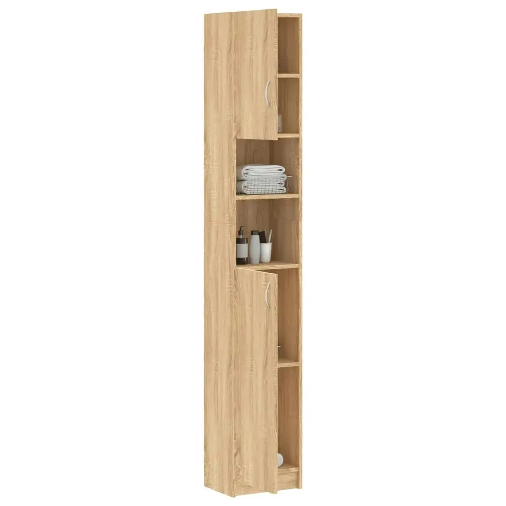 Bathroom Cabinet Sonoma Oak 32x25.5x190 cm Engineered Wood 802879