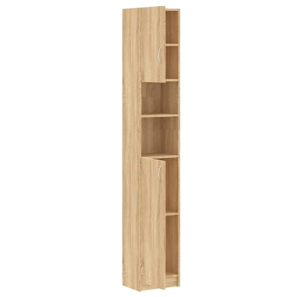 Bathroom Cabinet Sonoma Oak 32x25.5x190 cm Engineered Wood 802879