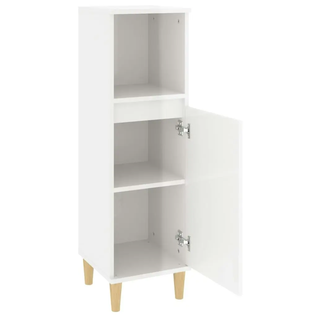 Bathroom Cabinet High Gloss White 30x30x100 cm Engineered Wood 819806