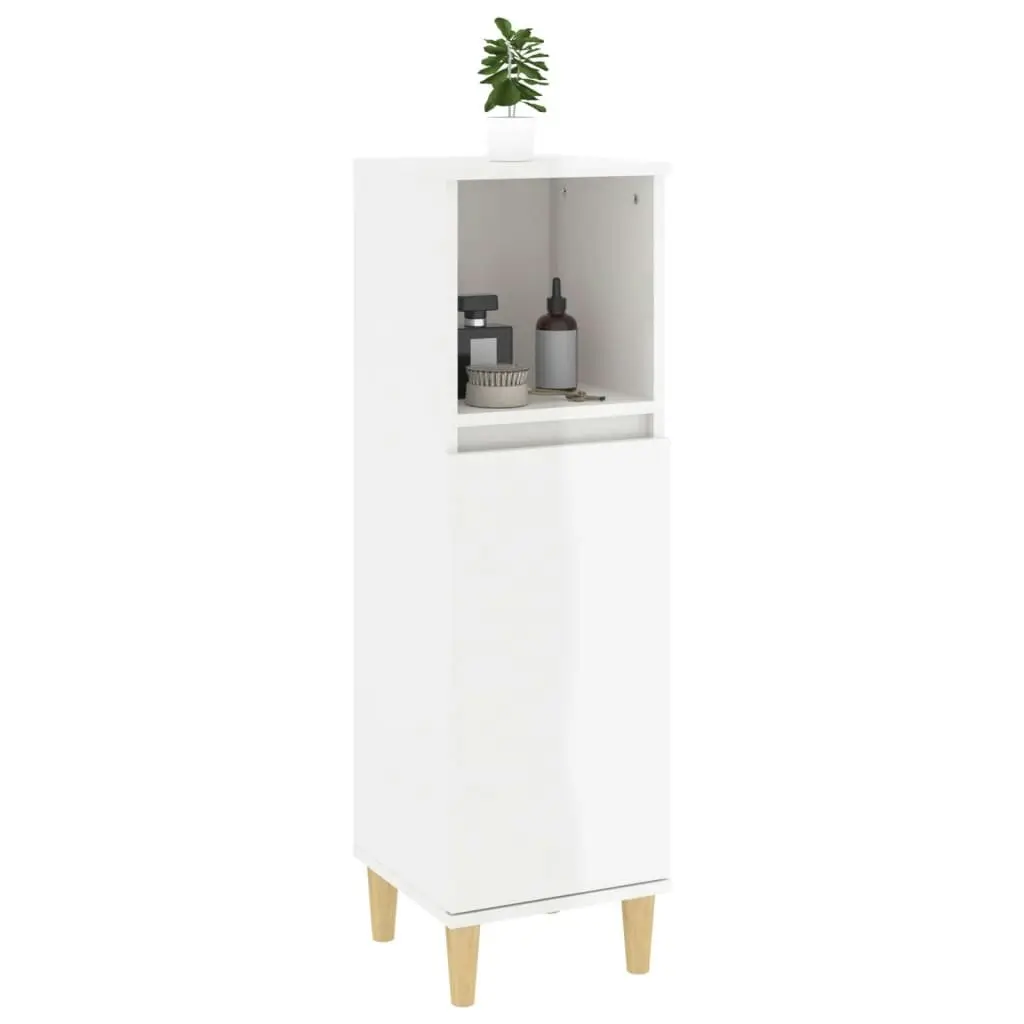 Bathroom Cabinet High Gloss White 30x30x100 cm Engineered Wood 819806