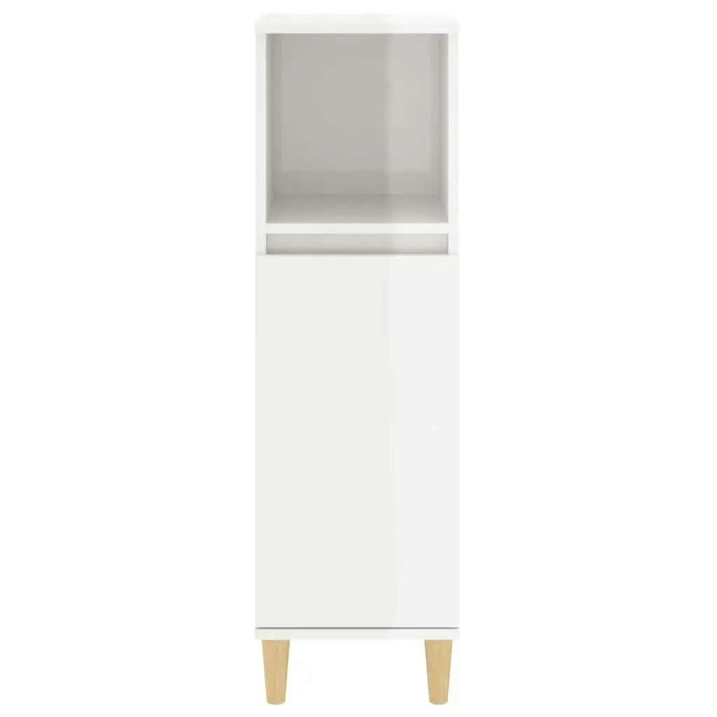 Bathroom Cabinet High Gloss White 30x30x100 cm Engineered Wood 819806