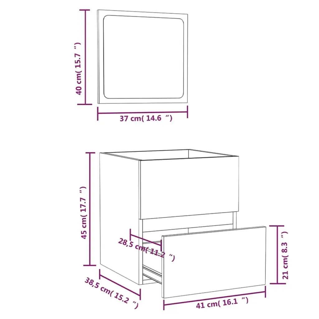 Bathroom Cabinet with Mirror Smoked Oak Engineered Wood 820472