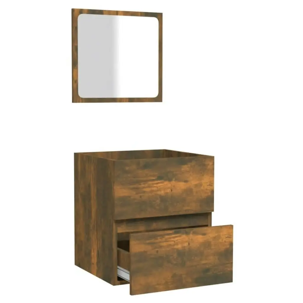 Bathroom Cabinet with Mirror Smoked Oak Engineered Wood 820472