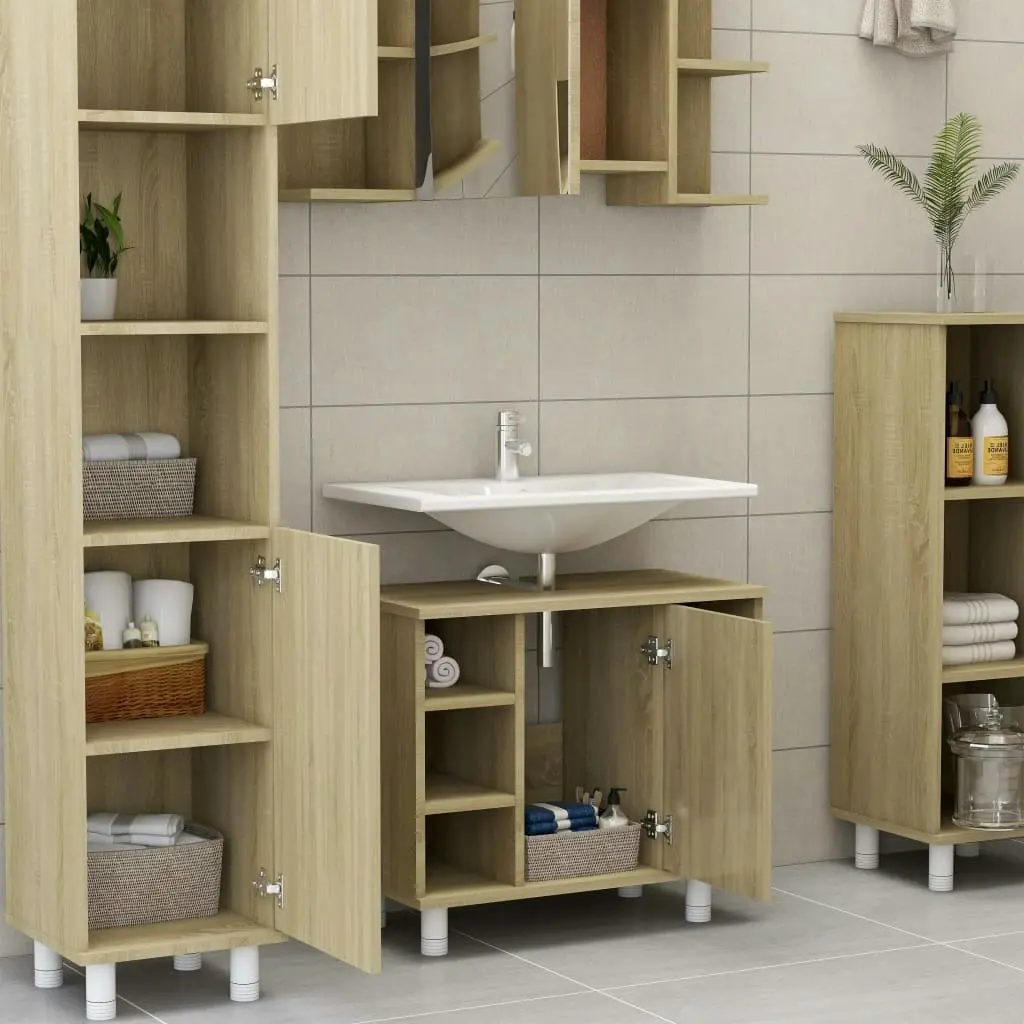 Bathroom Cabinet Sonoma Oak 60x32x53.5 cm Engineered Wood 802636