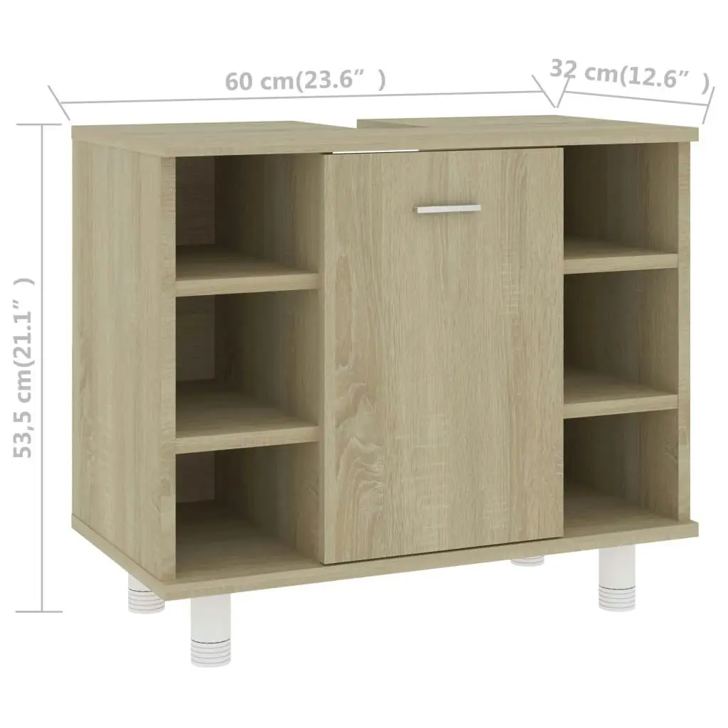 Bathroom Cabinet Sonoma Oak 60x32x53.5 cm Engineered Wood 802636