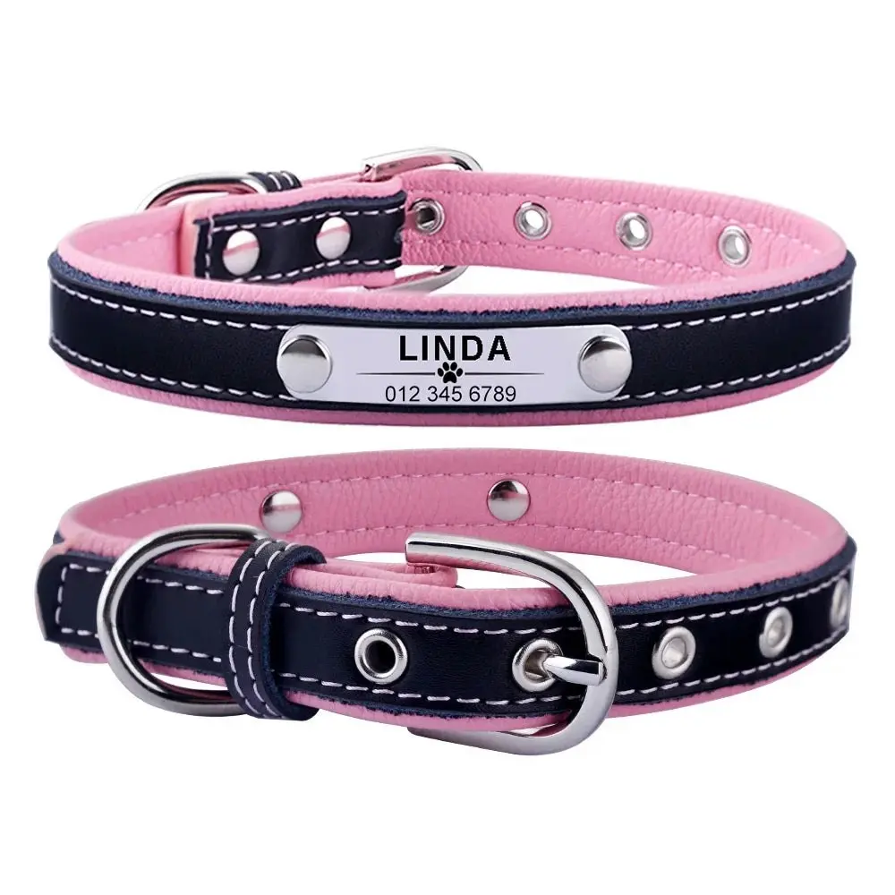 Arina Leather Engraved Dog Collar