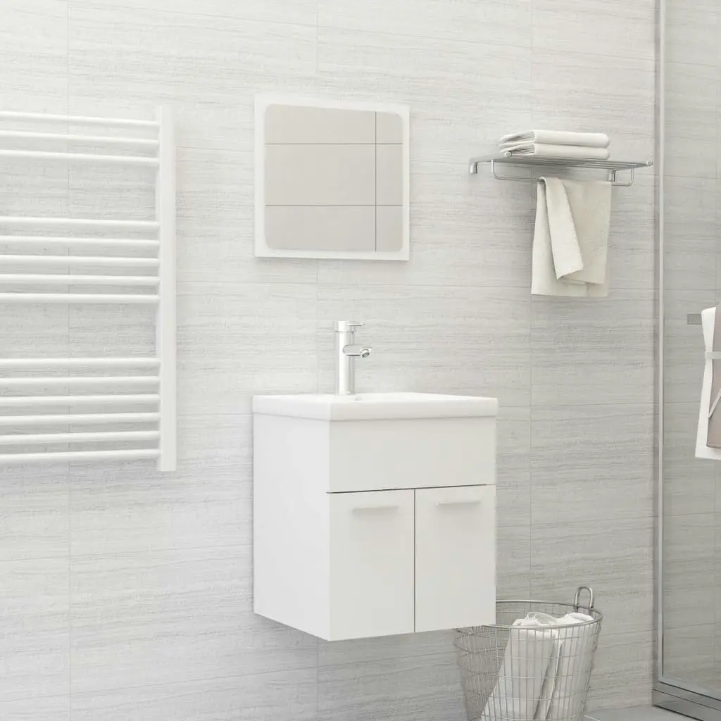 Bathroom Furniture Set White Engineered Wood 3070856