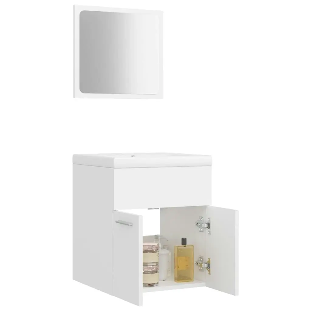 Bathroom Furniture Set White Engineered Wood 3070856