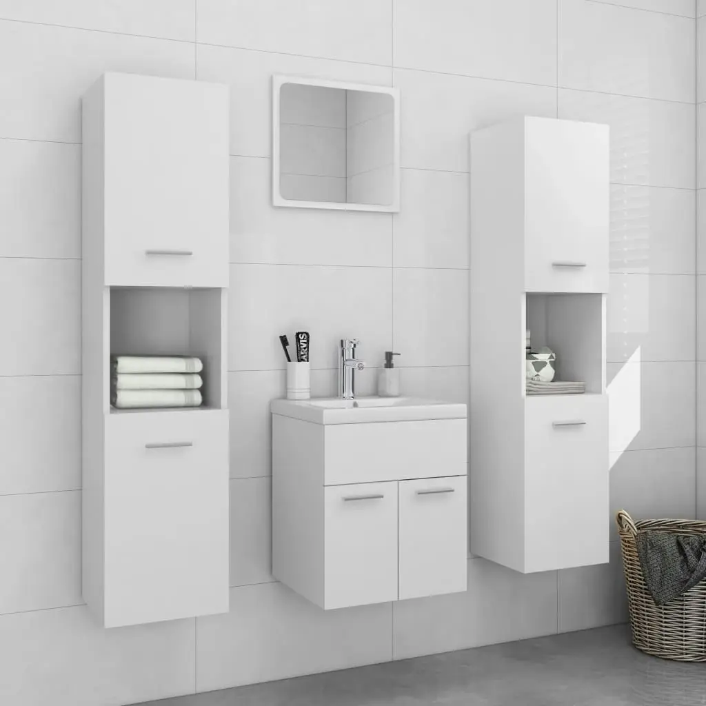 Bathroom Furniture Set White Engineered Wood 3071216