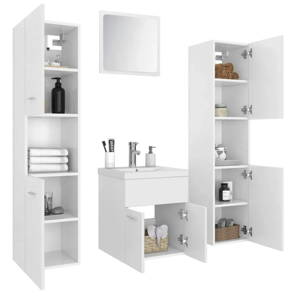 Bathroom Furniture Set White Engineered Wood 3071216