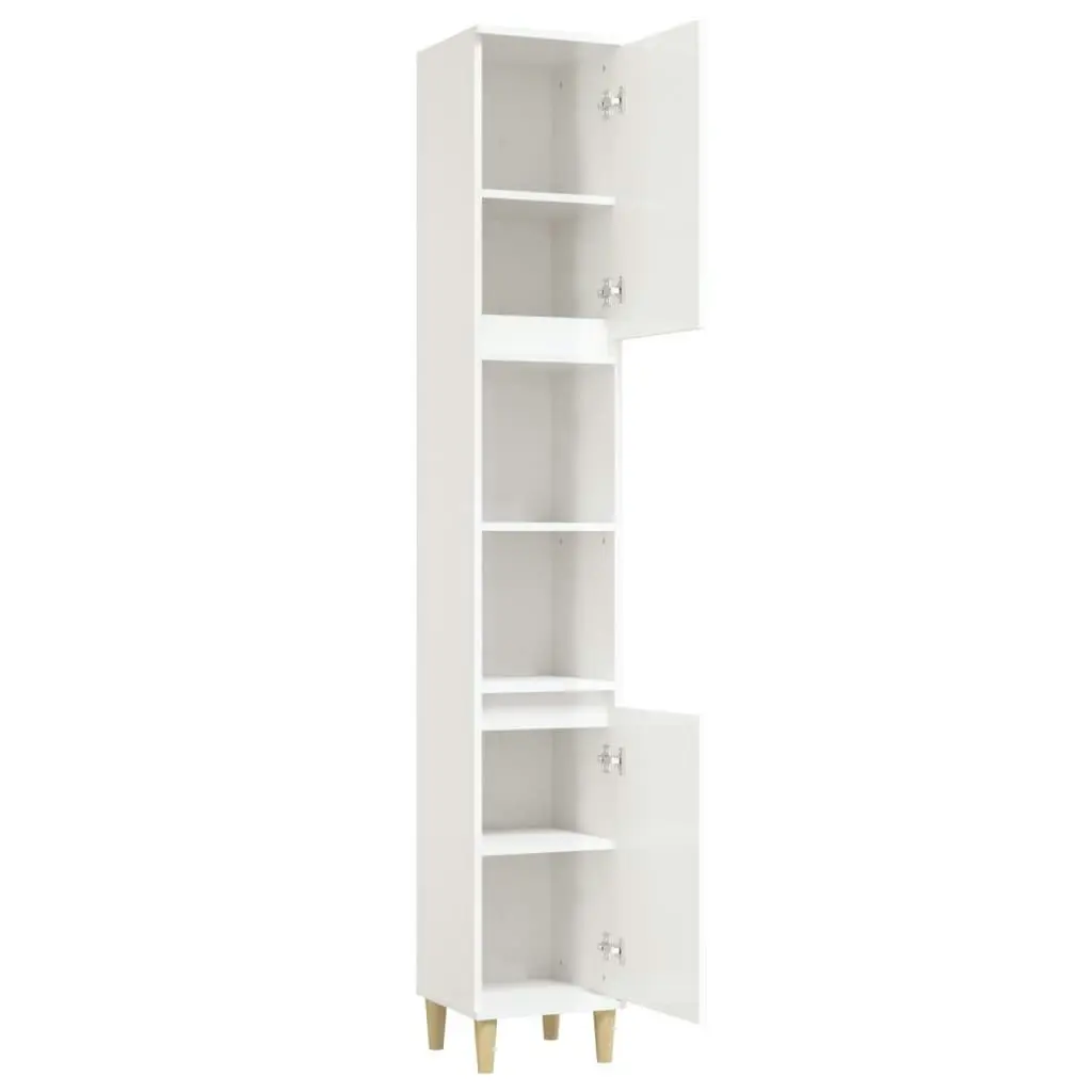 Bathroom Cabinet High Gloss White 30x30x190 cm Engineered Wood 819790