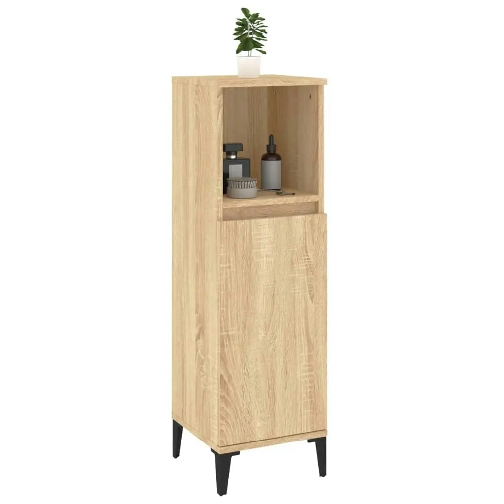 Bathroom Cabinet Sonoma Oak 30x30x100 cm Engineered Wood 819815