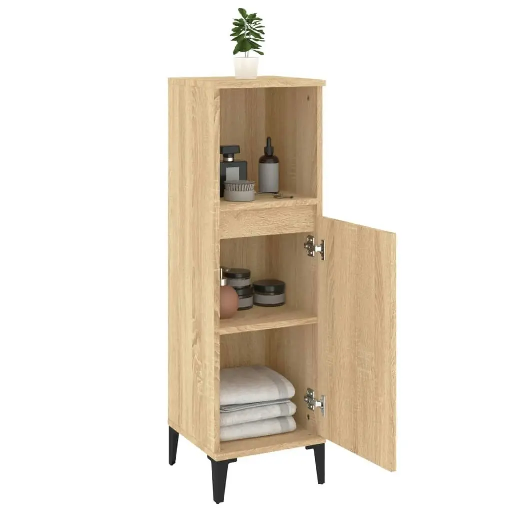 Bathroom Cabinet Sonoma Oak 30x30x100 cm Engineered Wood 819815