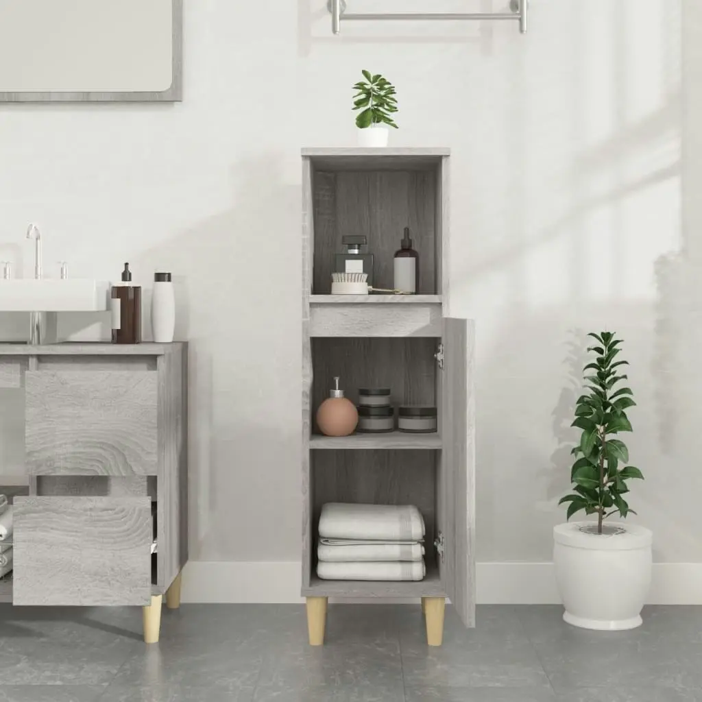 Bathroom Cabinet Grey Sonoma 30x30x100 cm Engineered Wood 819810