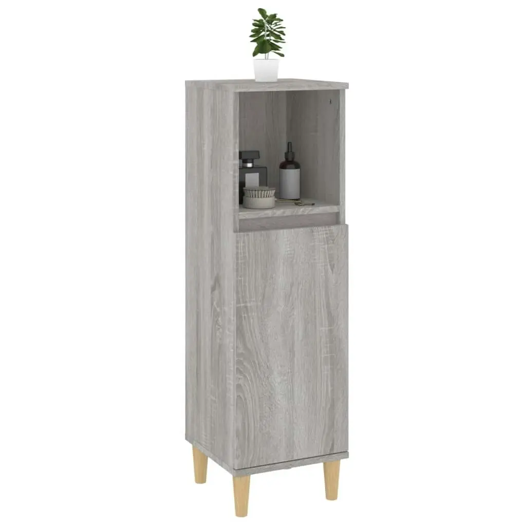 Bathroom Cabinet Grey Sonoma 30x30x100 cm Engineered Wood 819810