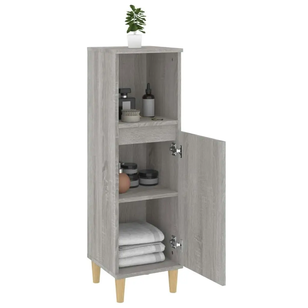 Bathroom Cabinet Grey Sonoma 30x30x100 cm Engineered Wood 819810