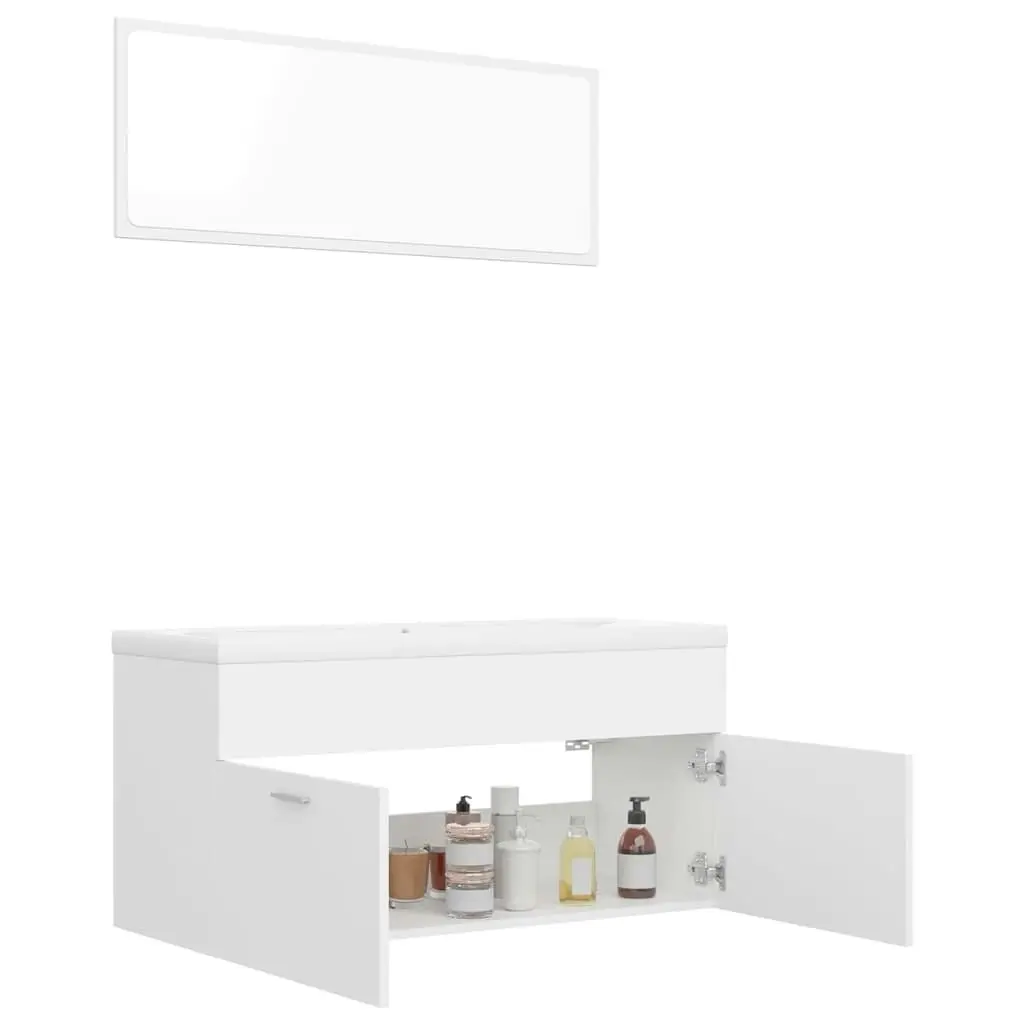 Bathroom Furniture Set White Engineered Wood 3070892