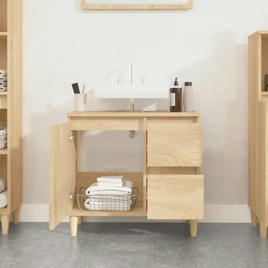 Bathroom Cabinet Sonoma Oak 65x33x60 cm Engineered Wood 819823