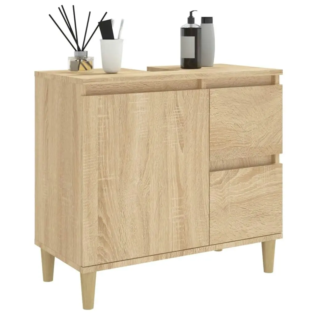 Bathroom Cabinet Sonoma Oak 65x33x60 cm Engineered Wood 819823