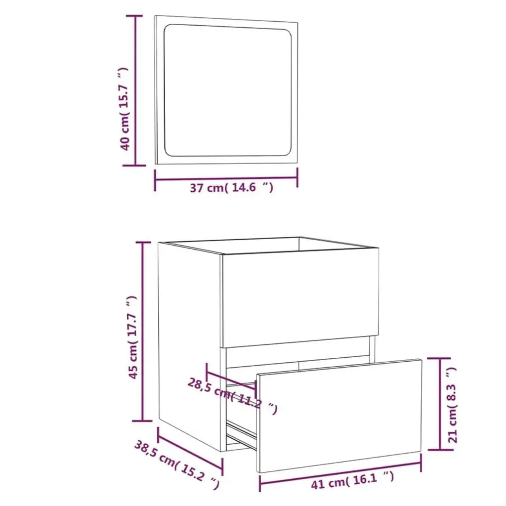 Bathroom Cabinet with Mirror High Gloss White Engineered Wood 804869