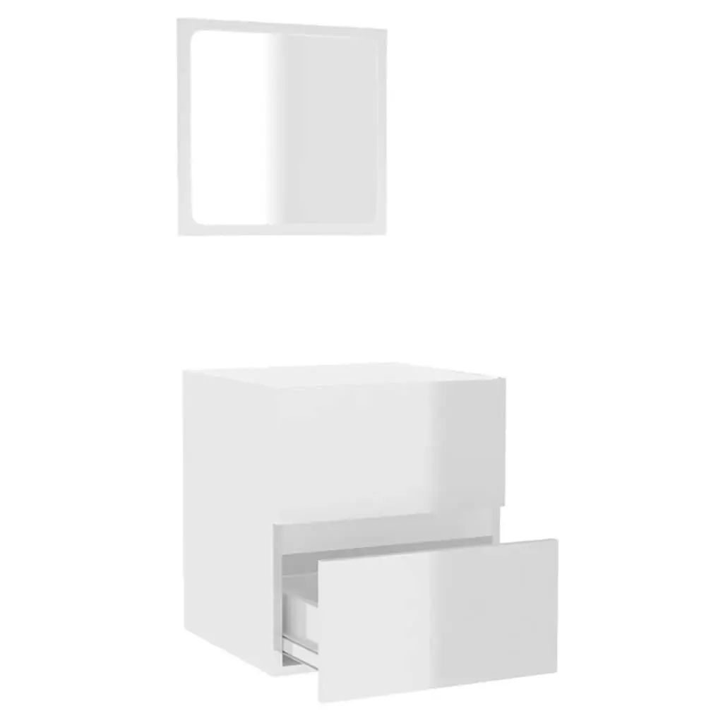 Bathroom Cabinet with Mirror High Gloss White Engineered Wood 804869