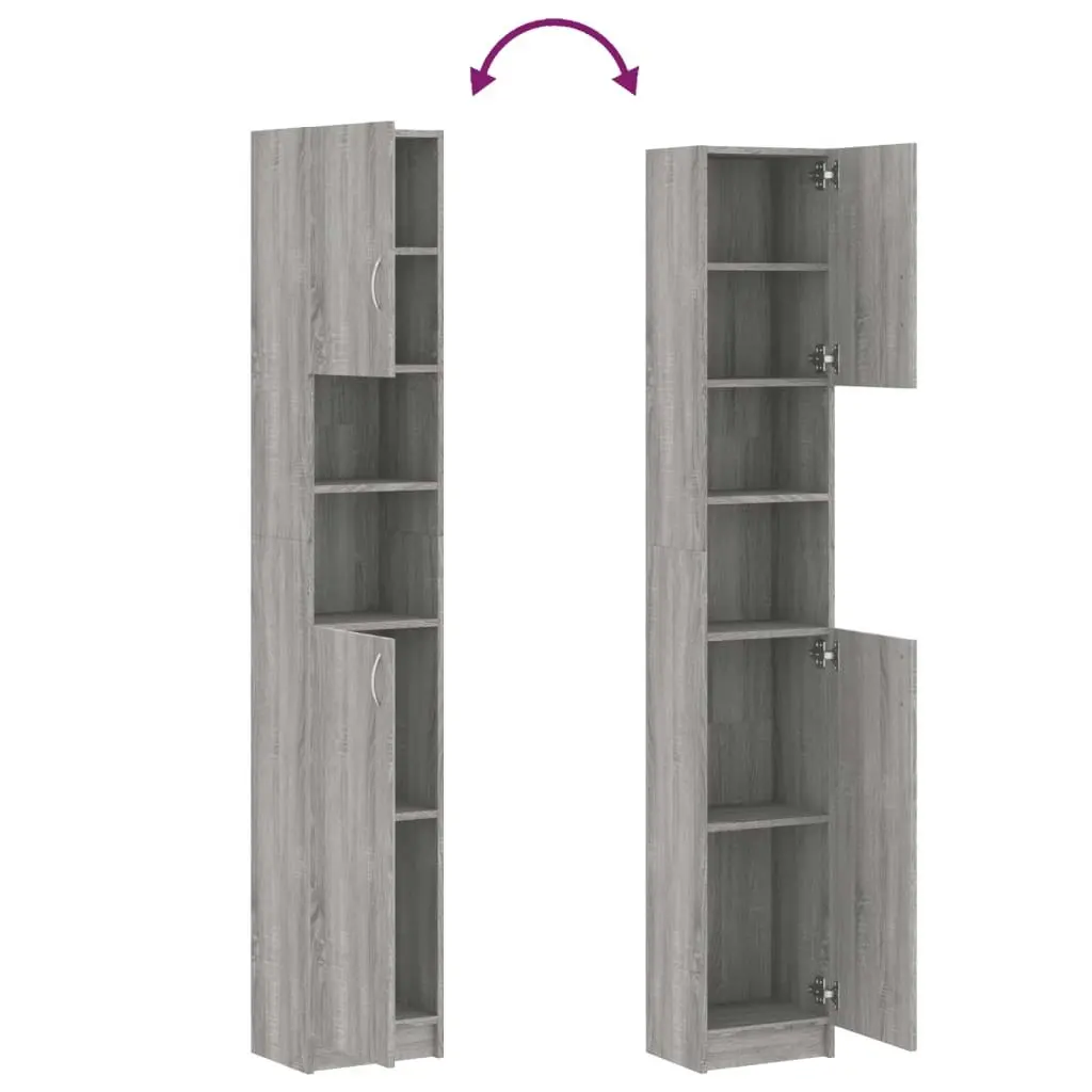 Bathroom Cabinet Grey Sonoma 32x25.5x190 cm Engineered Wood 815538