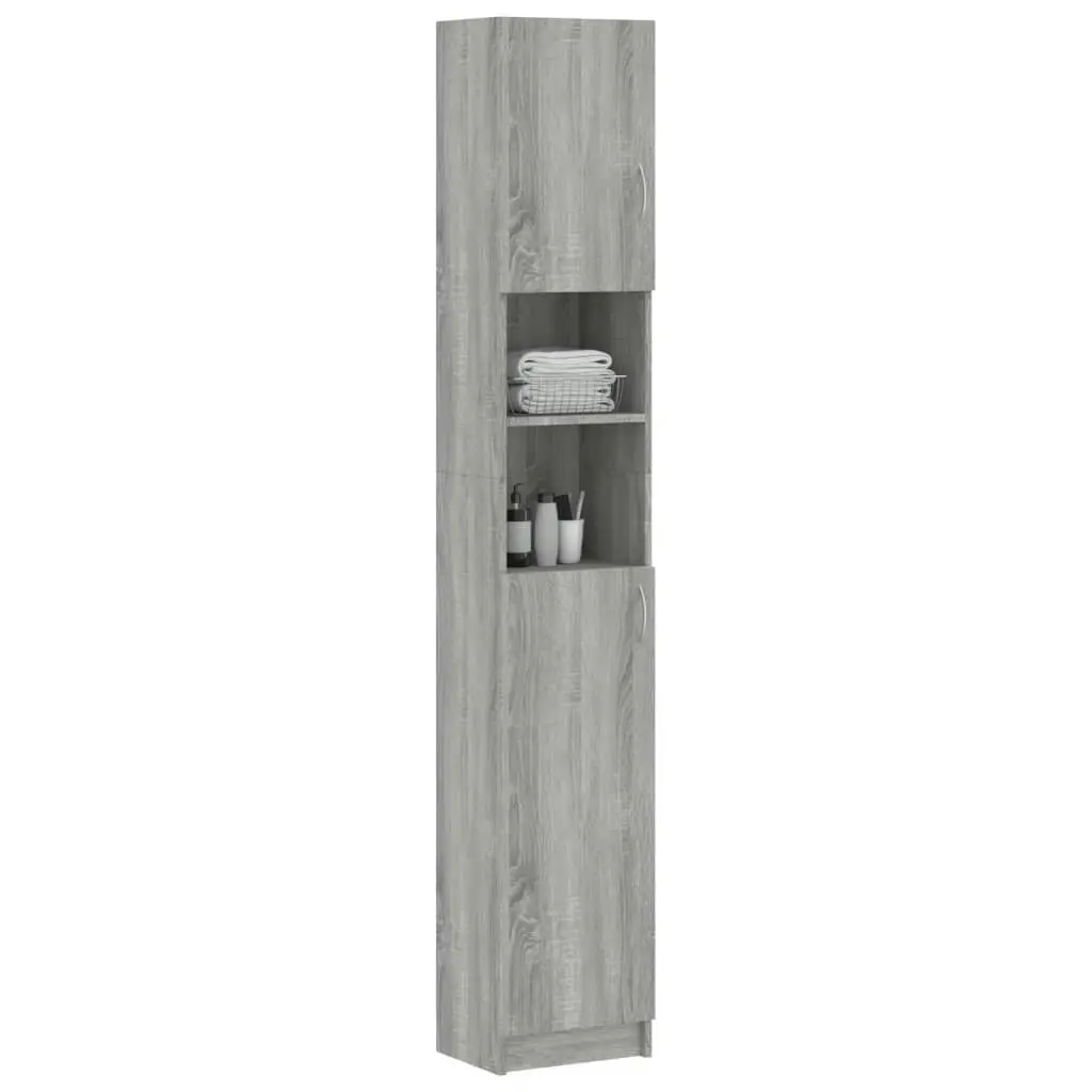 Bathroom Cabinet Grey Sonoma 32x25.5x190 cm Engineered Wood 815538