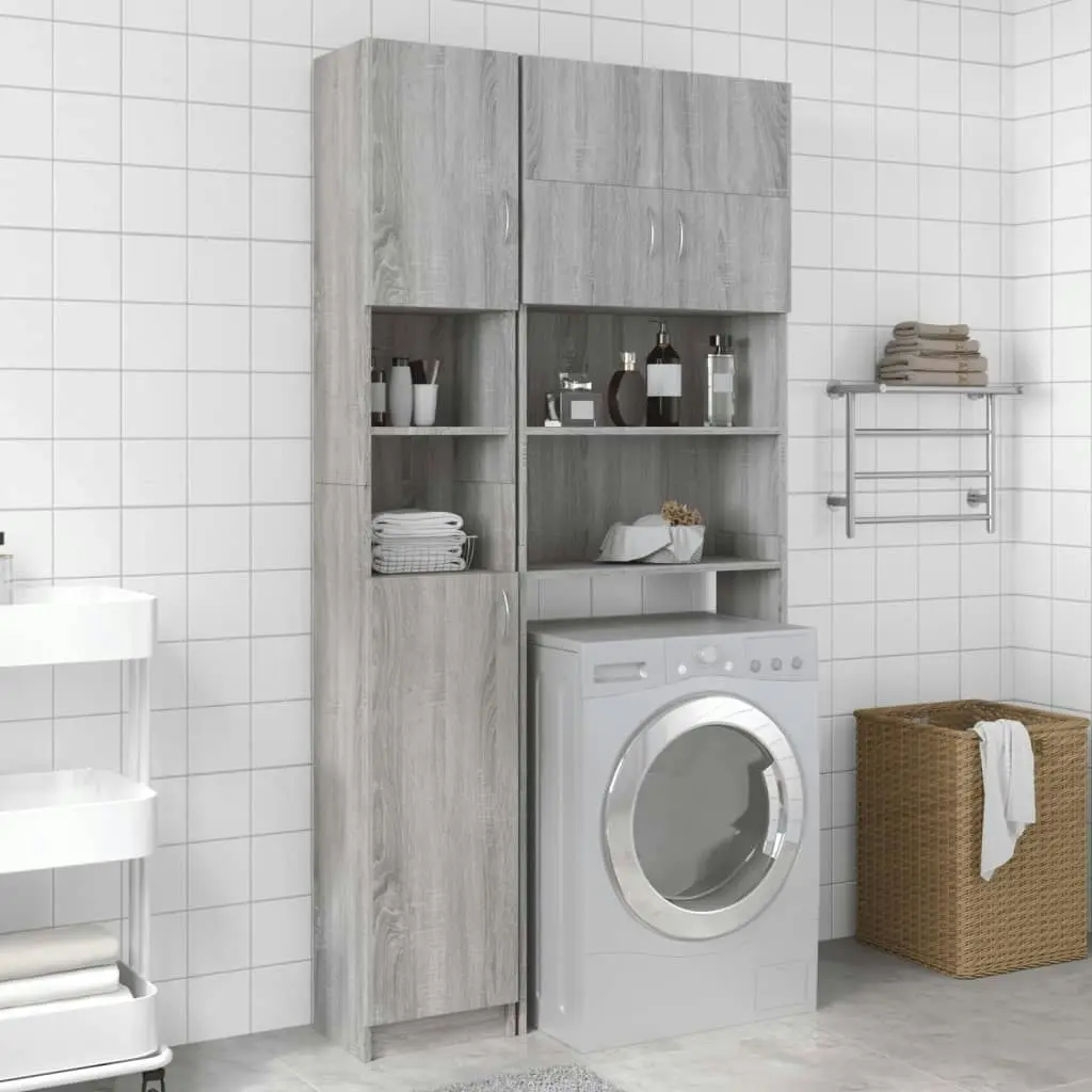 Bathroom Cabinet Grey Sonoma 32x25.5x190 cm Engineered Wood 815538