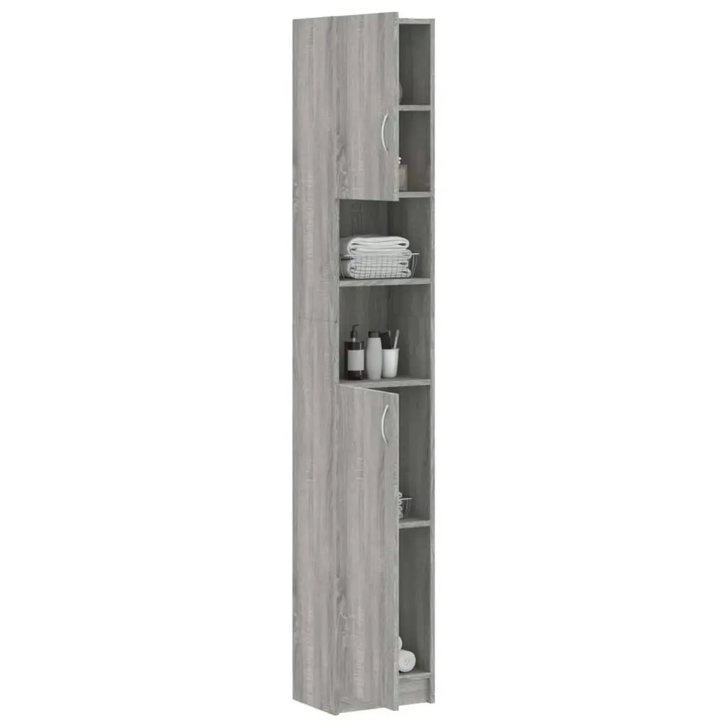 Bathroom Cabinet Grey Sonoma 32x25.5x190 cm Engineered Wood 815538