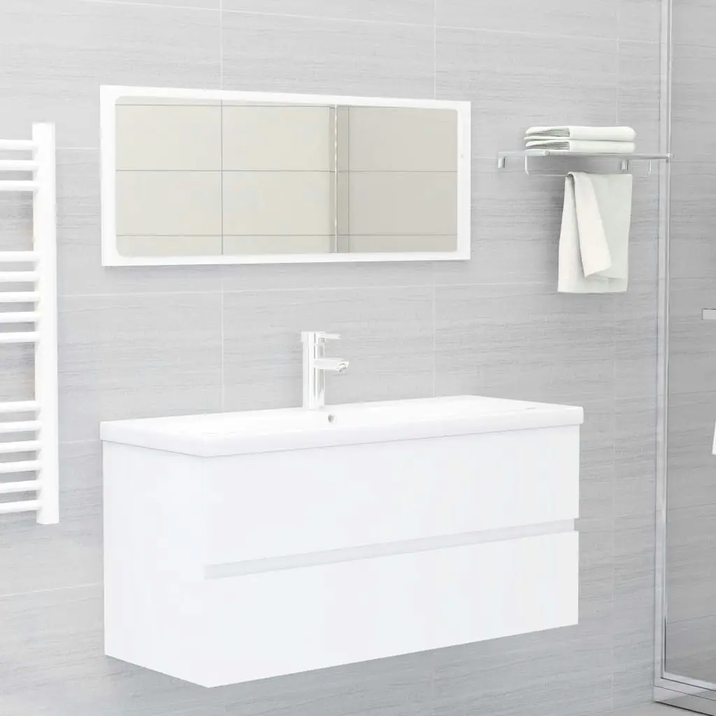 Bathroom Furniture Set White Engineered Wood 3071612