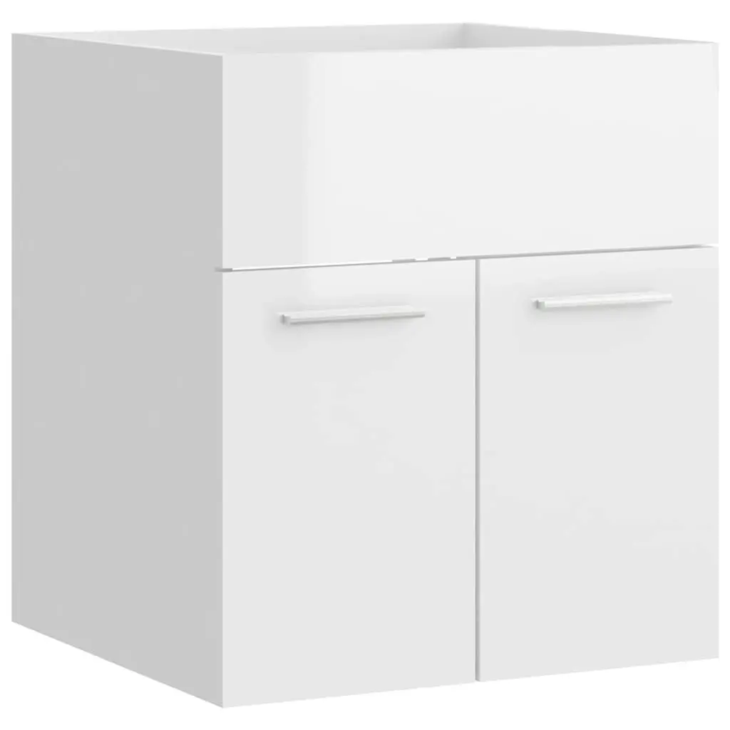 Bathroom Furniture Set High Gloss White Engineered Wood 3070862