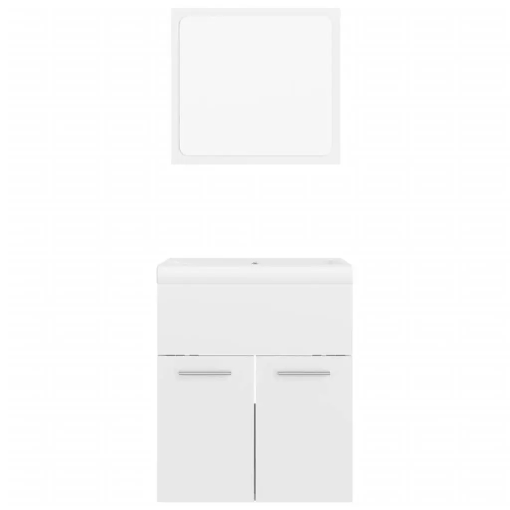 Bathroom Furniture Set High Gloss White Engineered Wood 3070862