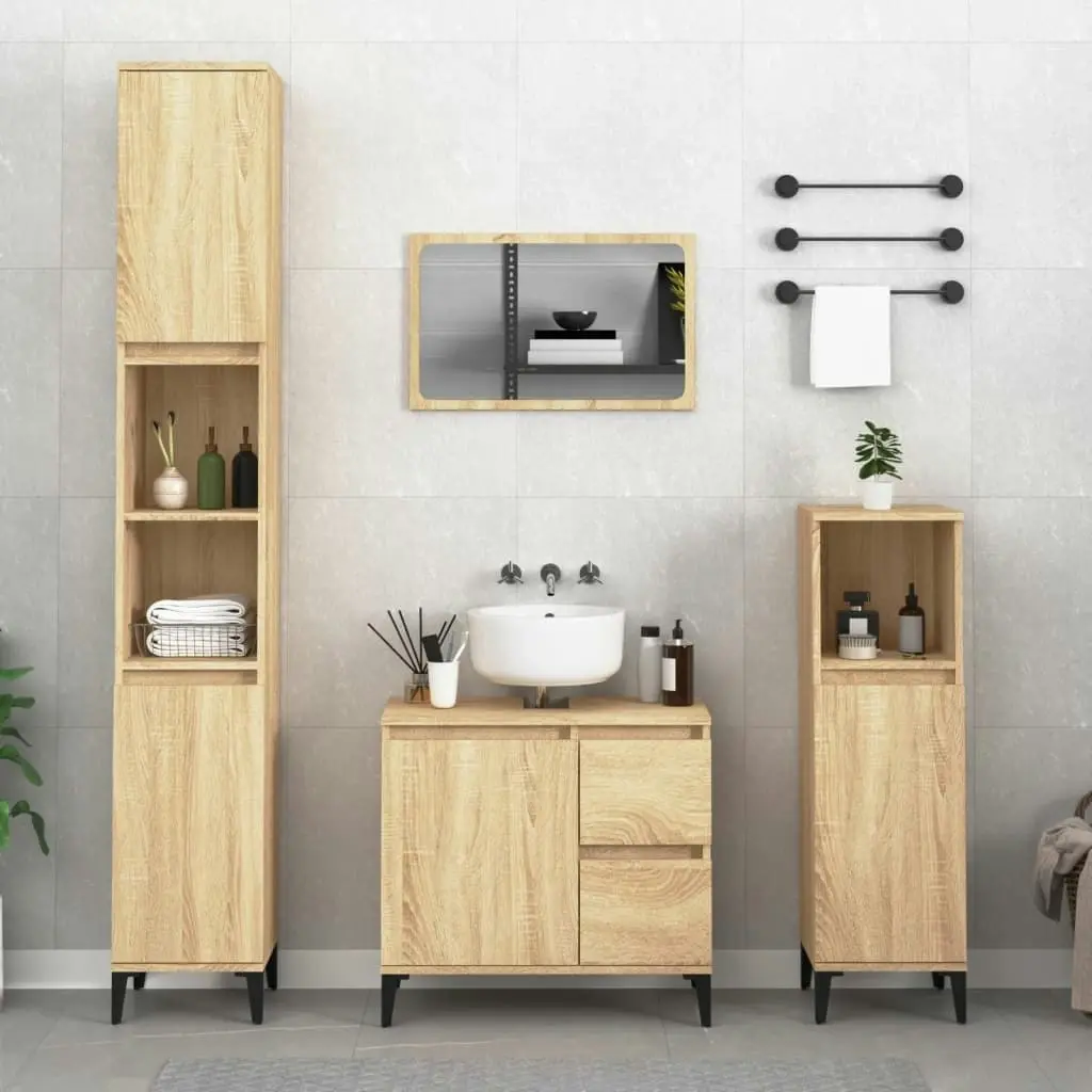 Bathroom Cabinet Sonoma Oak 65x33x60 cm Engineered Wood 819831