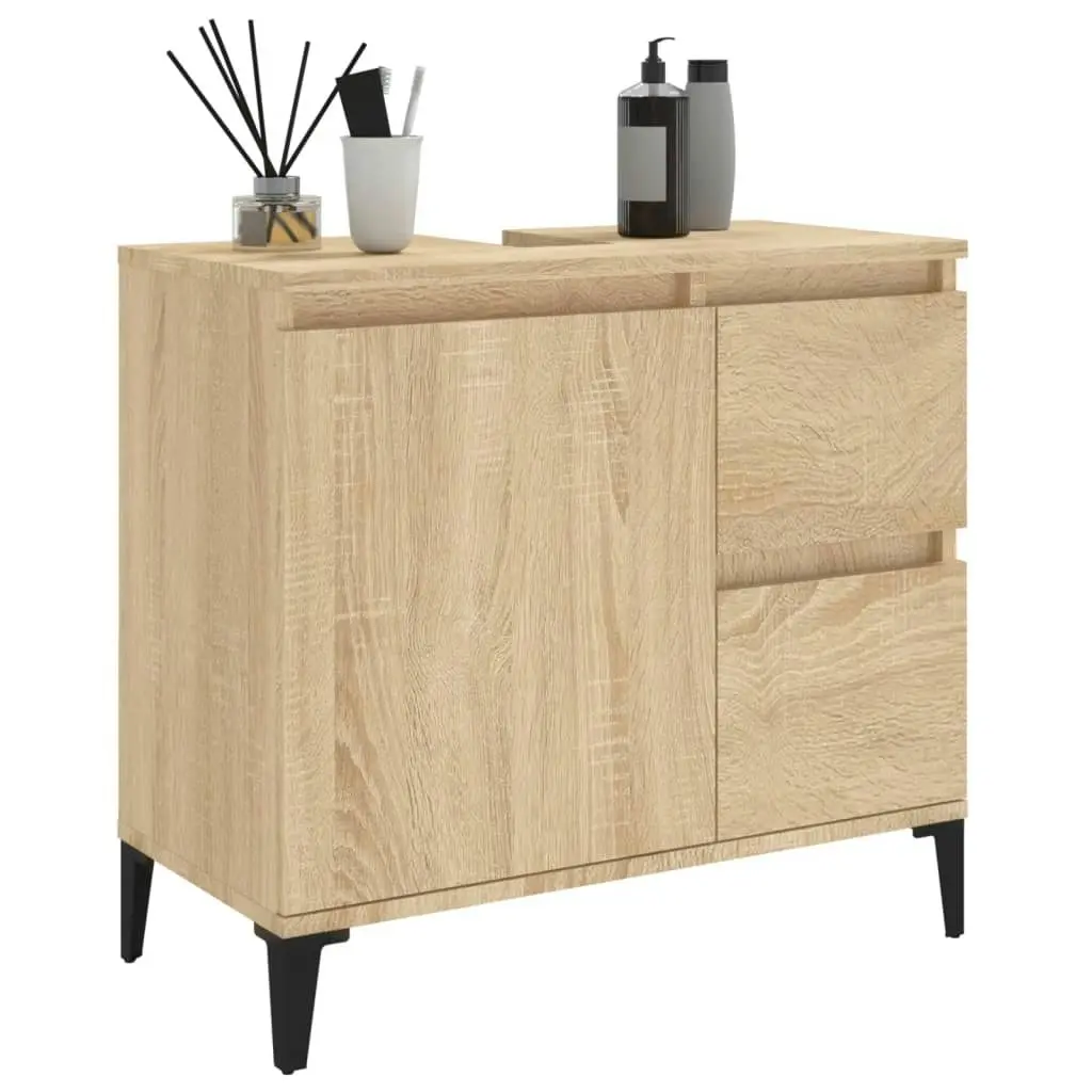 Bathroom Cabinet Sonoma Oak 65x33x60 cm Engineered Wood 819831