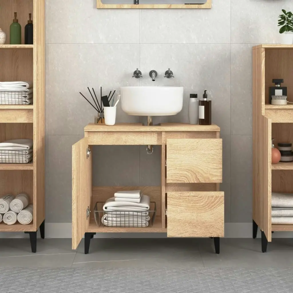 Bathroom Cabinet Sonoma Oak 65x33x60 cm Engineered Wood 819831