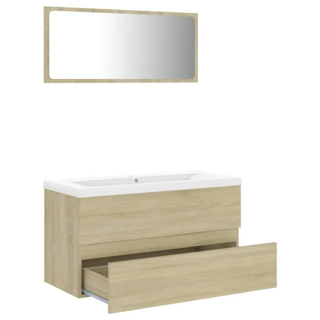 Bathroom Furniture Set Sonoma Oak Engineered Wood 3071606