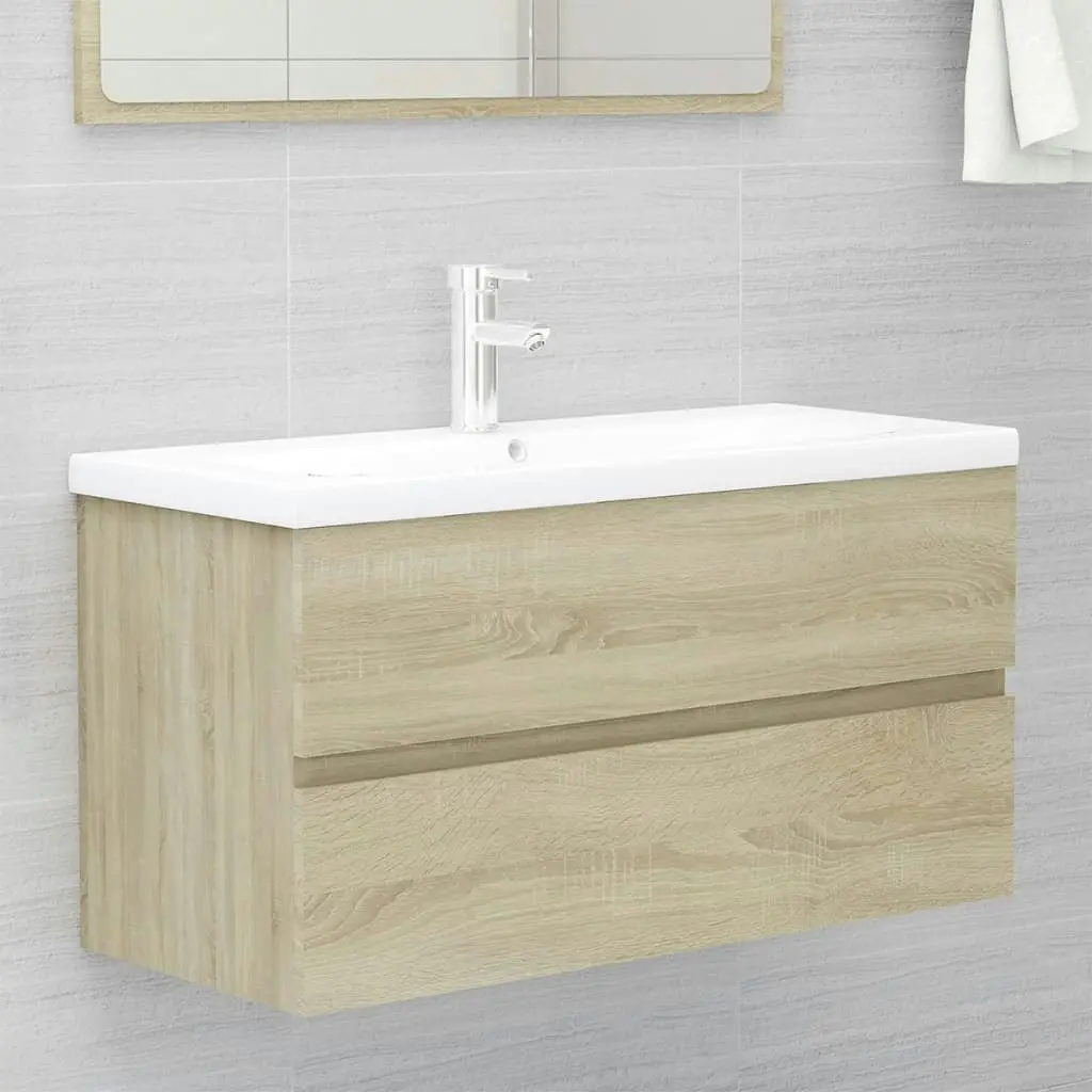 Bathroom Furniture Set Sonoma Oak Engineered Wood 3071606