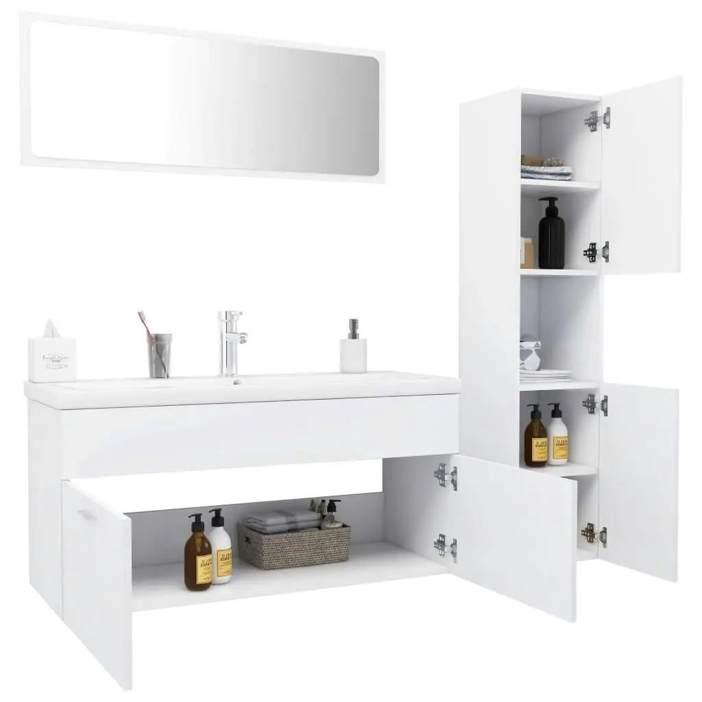 Bathroom Furniture Set White Engineered Wood 3071162