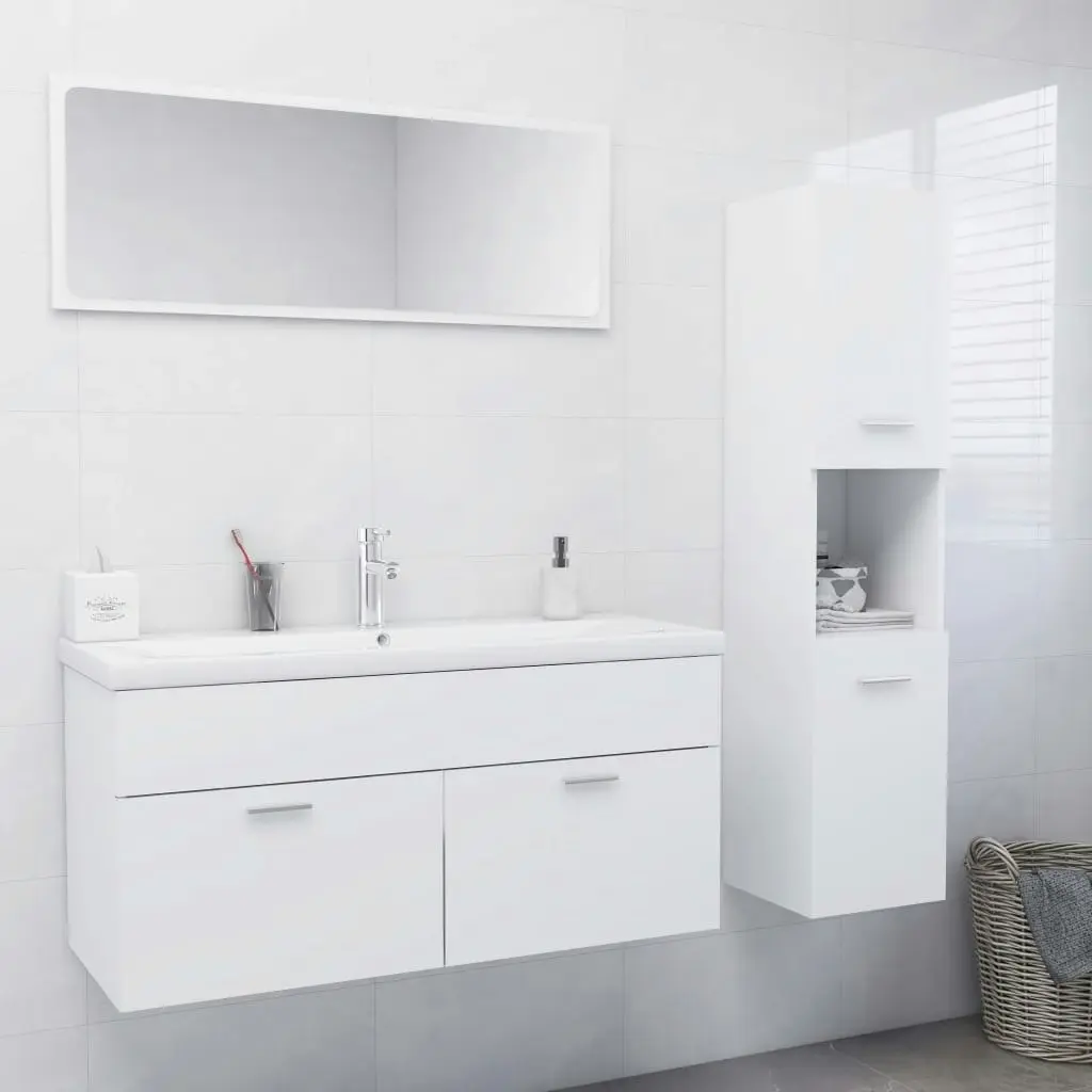 Bathroom Furniture Set White Engineered Wood 3071162