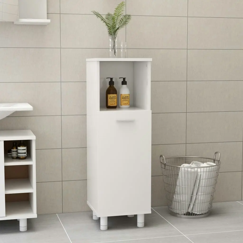 Bathroom Cabinet High Gloss White 30x30x95 cm Engineered Wood 802621