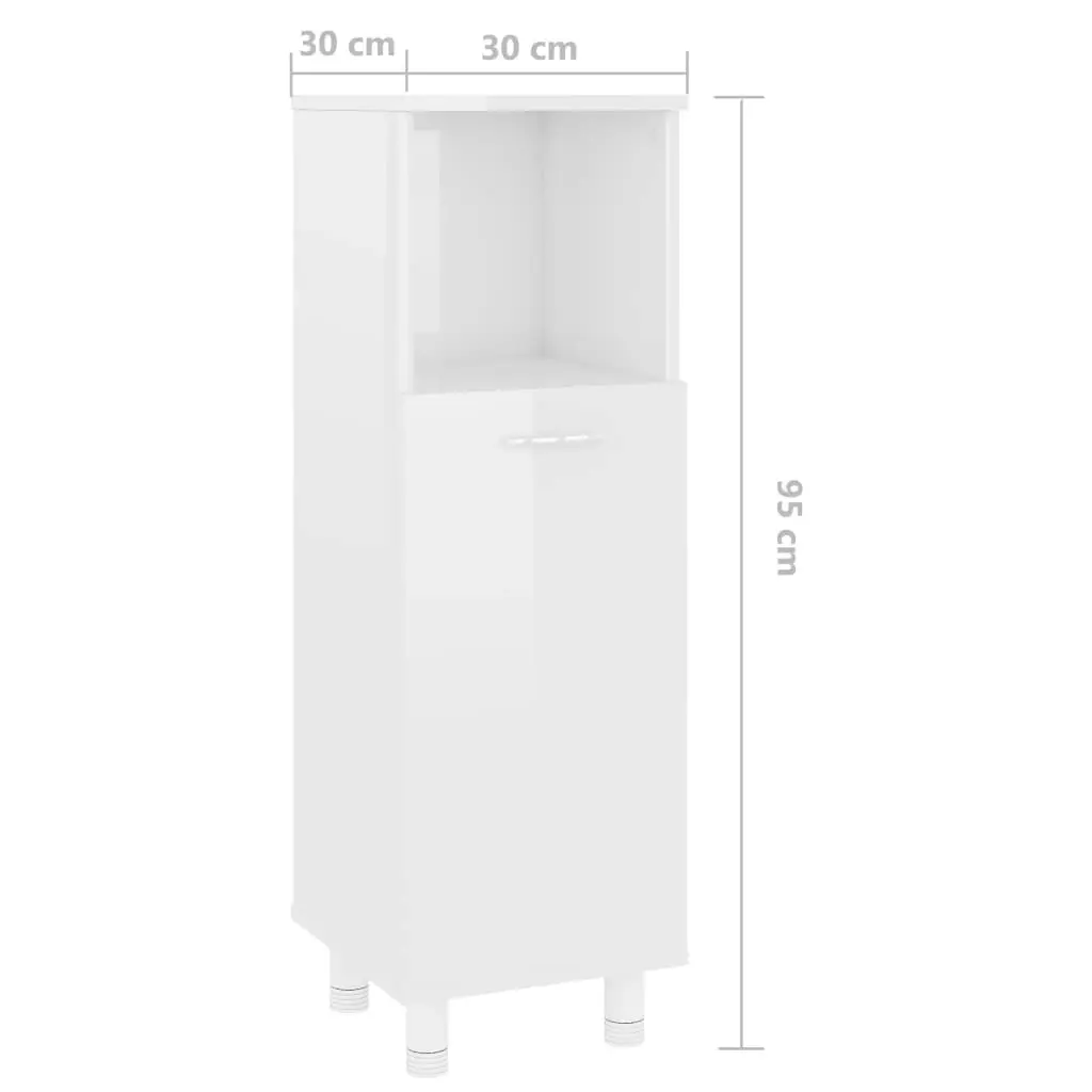 Bathroom Cabinet High Gloss White 30x30x95 cm Engineered Wood 802621