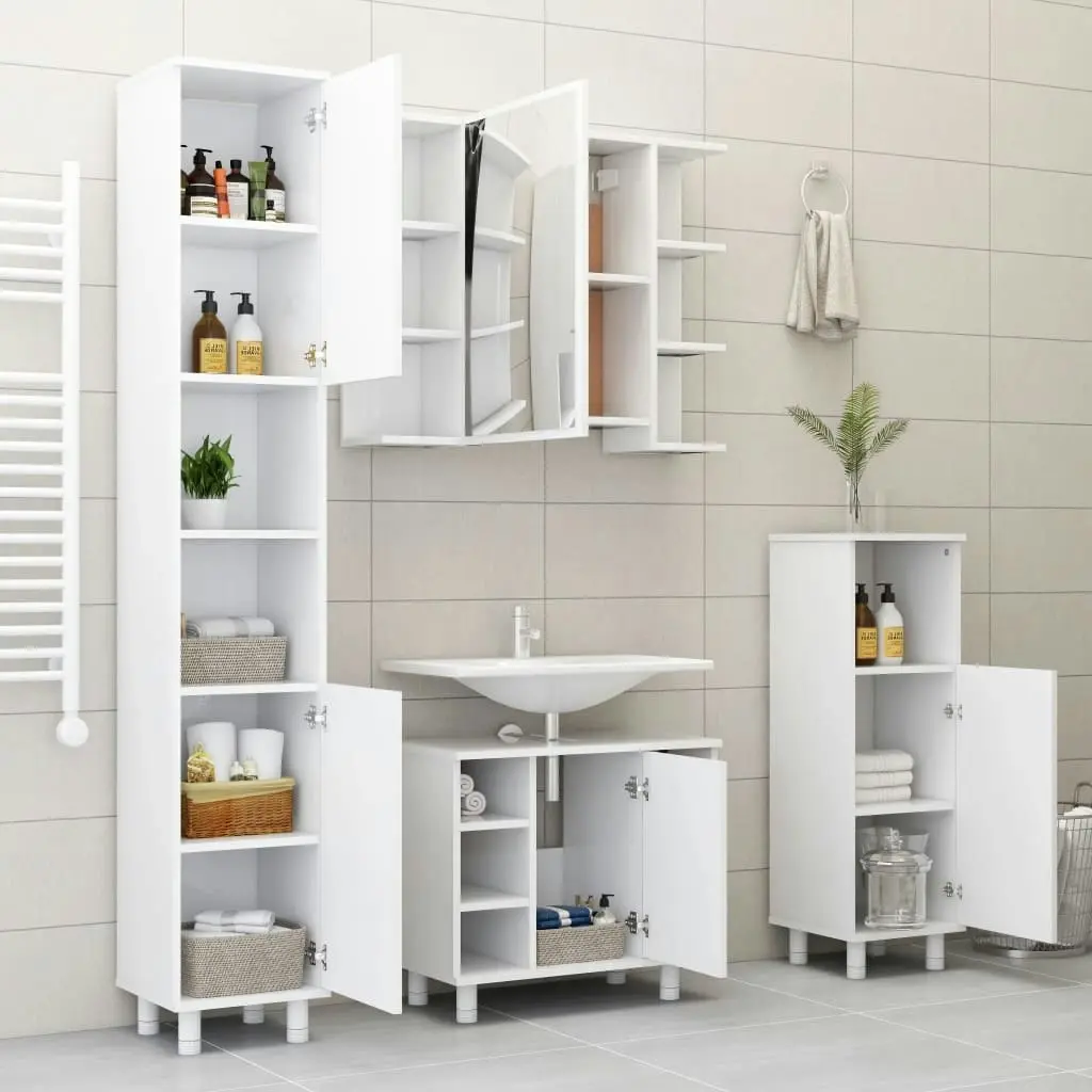 Bathroom Cabinet White 30x30x95 cm Engineered Wood 802615