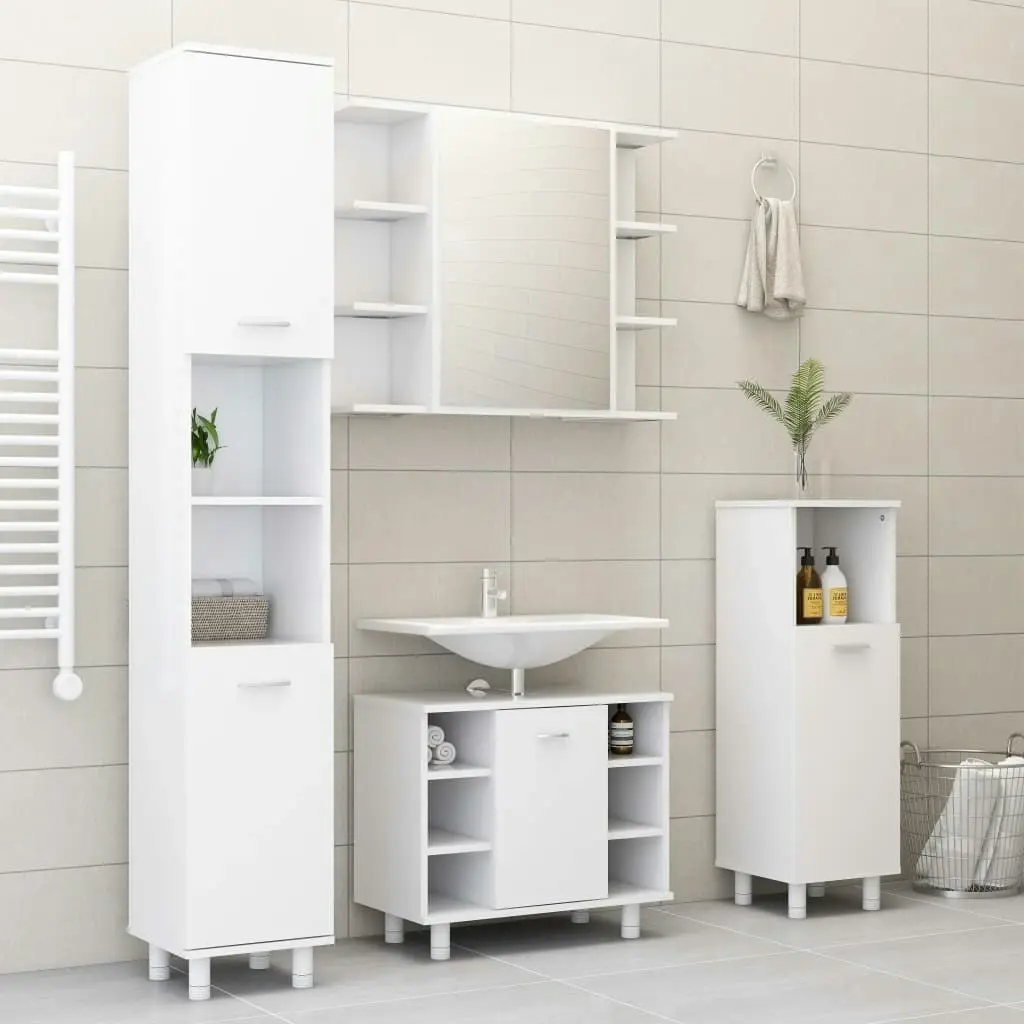 Bathroom Cabinet White 30x30x95 cm Engineered Wood 802615