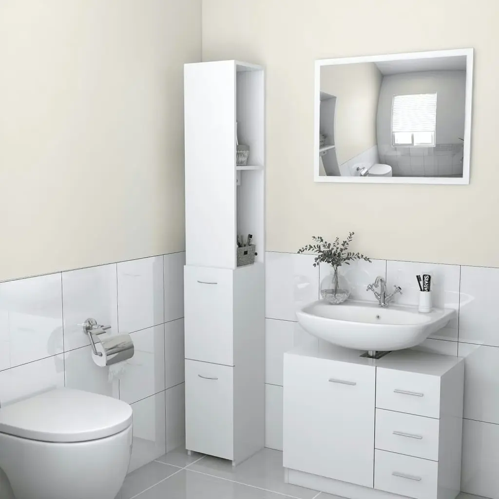 Bathroom Cabinet White 25x26.5x170 cm Engineered Wood 808431